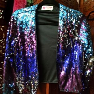 Southern Girl Sequined Ombre Jacket - Blue & Purple